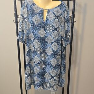 JH Collectibles Blue and White Mini Dress Relaxed Cut Out